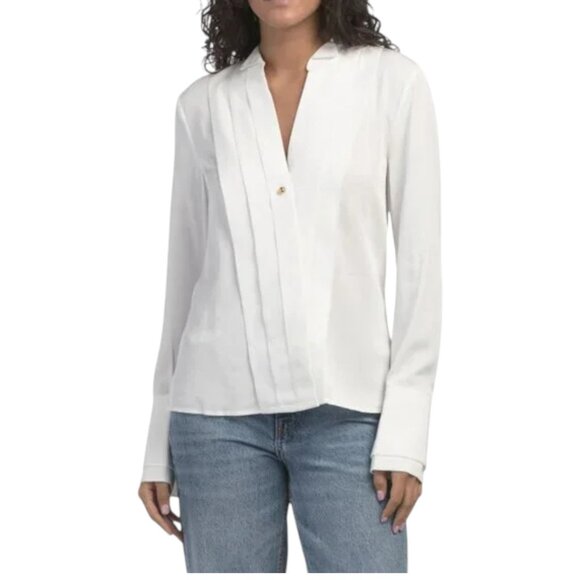 DEREK LAM 10 CROSBY Blanc De Blanc Tiffany Pleat Front Shirt